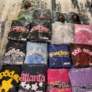 Sp5der and Bape Men Sweaters - Black, Gray, Pink, Blue, Yellow